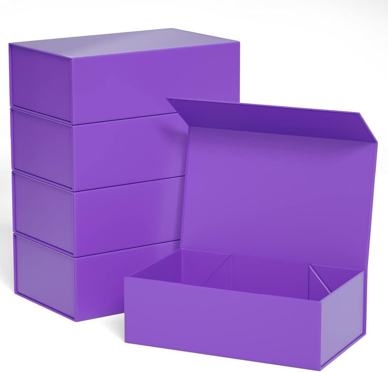 ROSTELACK Purple Gift Boxes 10"x6"x3" with Magnetic Closure Lid Gift Boxes for Presents,Bridesmaid Gifts Box,Cute Box,Luxury for Gift Packaging, Magnetic Gift Box for Wrapping Gifts (Purple/5PCS) - Image 1